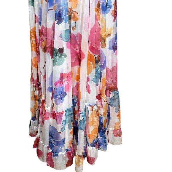 Mac Duggal 2219 Plunge Neck Embellished A Line Floral Print Gown | Size 12 - Picture 10 of 10